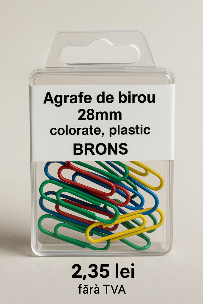 Agrafe de birou 28mm colorate, plastic 30 piese, BRONS