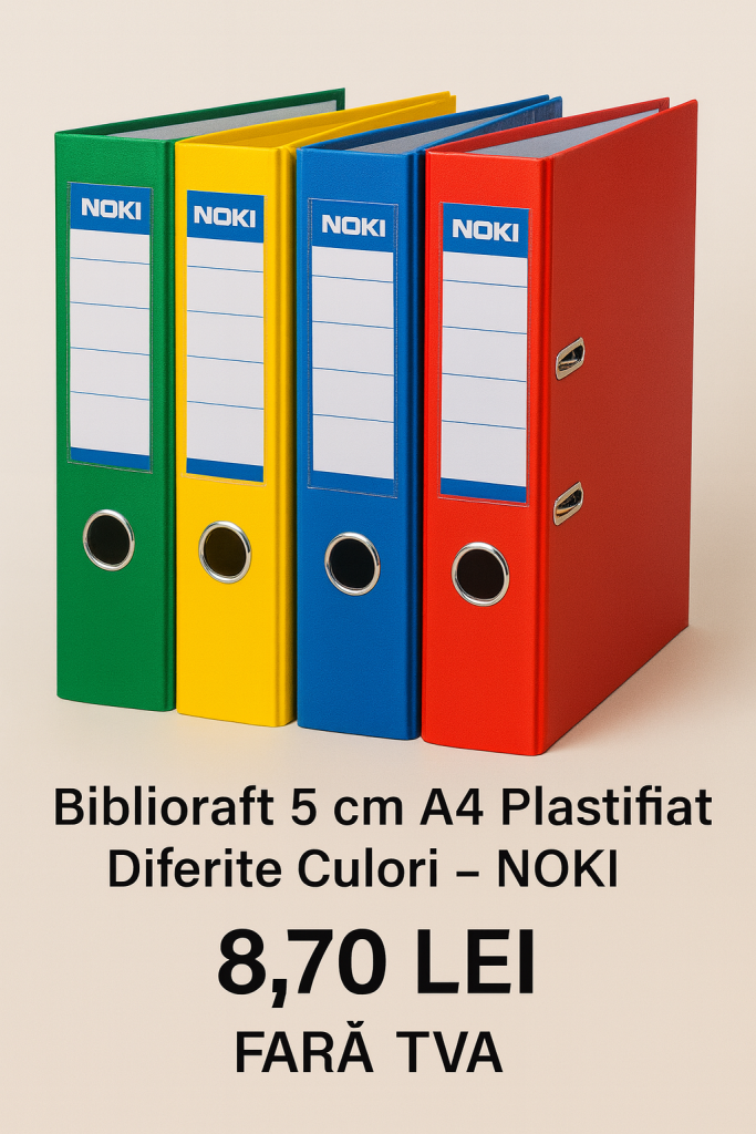 Biblioraft 5 cm A4 Plastifiat Diferite Culori - NOKI