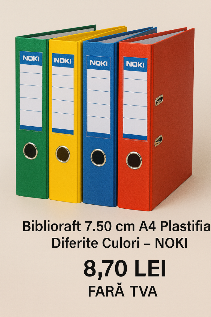 Biblioraft 7.50 cm A4 Plastifiat Diferite Culori - NOKI