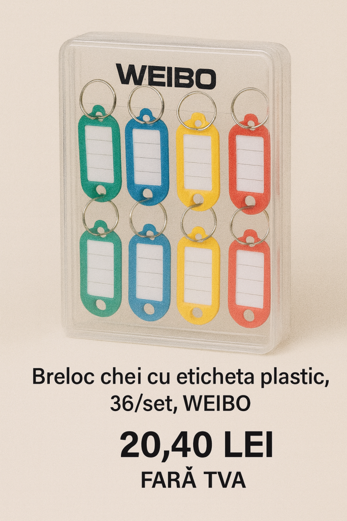 Breloc chei cu eticheta plastic, 36set, WEIBO