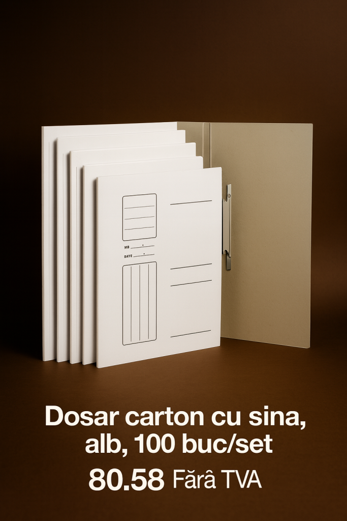 Dosar carton cu sina, alb, 100 bucse