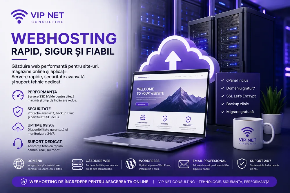 Servicii web hosting și găzduire web rapidă și sigură – VIP Net Consulting